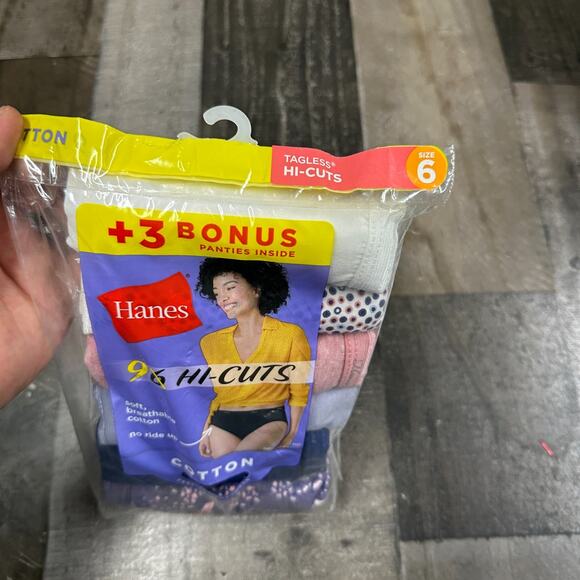 Hanes Underwear Women Cotton 9 Pack Hipster Hi-cuts Panties Tagless Sz 6 NWT - Picture 5 of 6